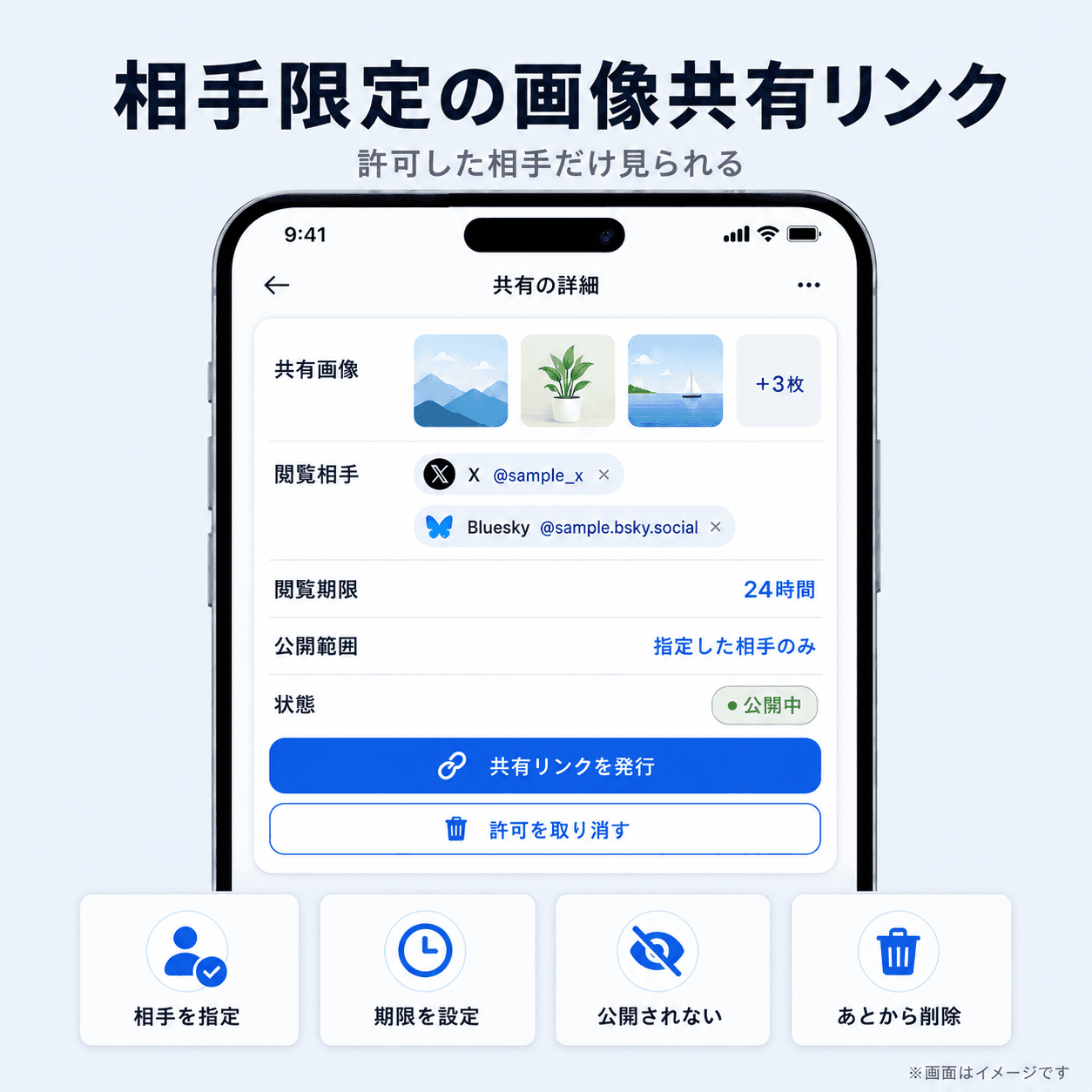 相手限定共有リンクの画面イメージ